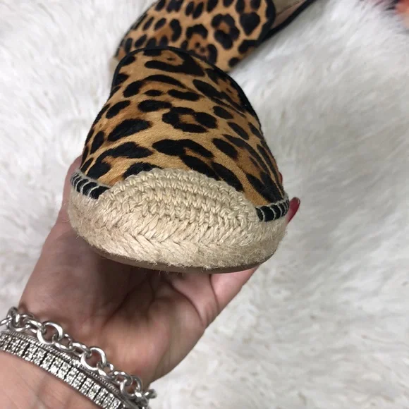 J Crew Calf Hair Leopard Slip On Espadrilles Mules Shoes Flats - Picture 6 of 13